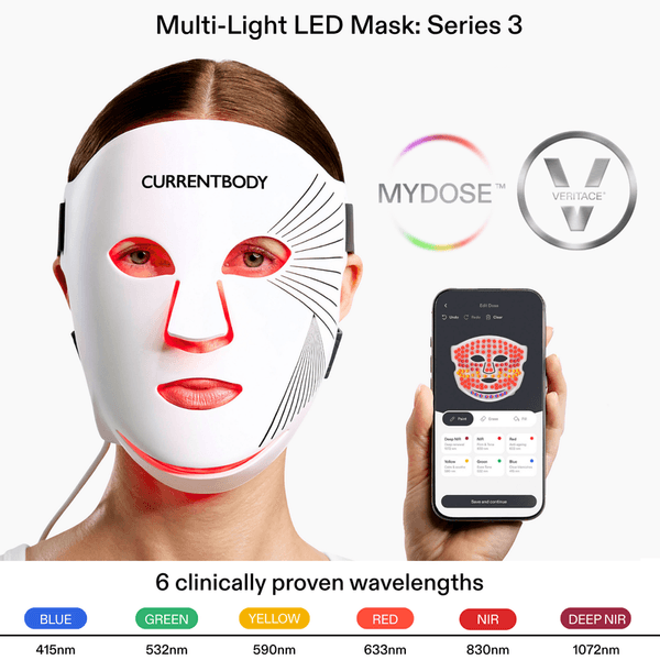 LED Light Therapy Face Mask: Series 3. 750 LEDs across four wavelengths with MyDose technology.